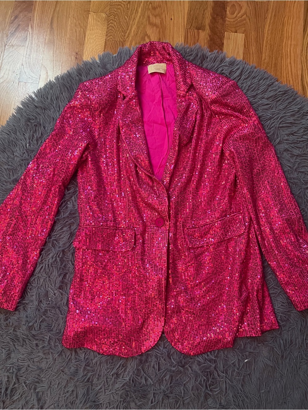 Judith March Be Mine Women's Pink Sequin Blazer Jacket Size M